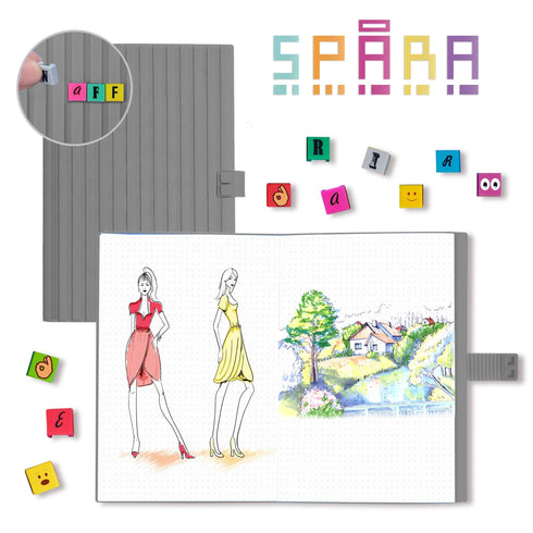 Personalized Notebook WAFF Soft silicone cover (5.75" x 8.25") 200 Dotted Pages Grey