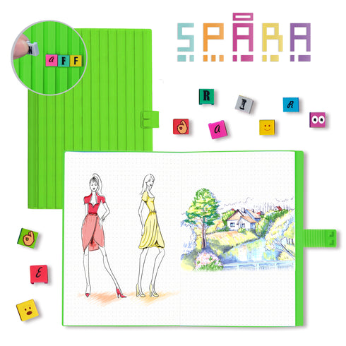 Personalized Notebook WAFF Soft silicone cover (5.75" x 8.25") 200 Dotted Pages Green