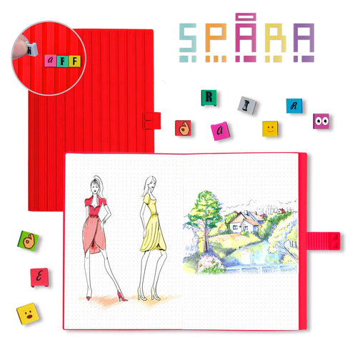 Personalized Notebook WAFF Soft silicone cover (5.75" x 8.25") 200 Dotted Pages Red