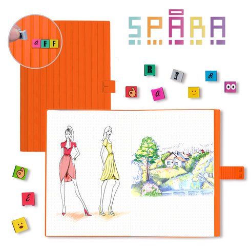 Personalized Notebook WAFF Soft silicone cover (5.75" x 8.25") 200 Dotted Pages Orange