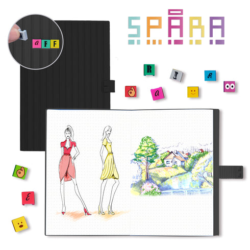 Personalized Notebook WAFF Soft silicone cover (5.75" x 8.25") 200 Dotted Pages Black