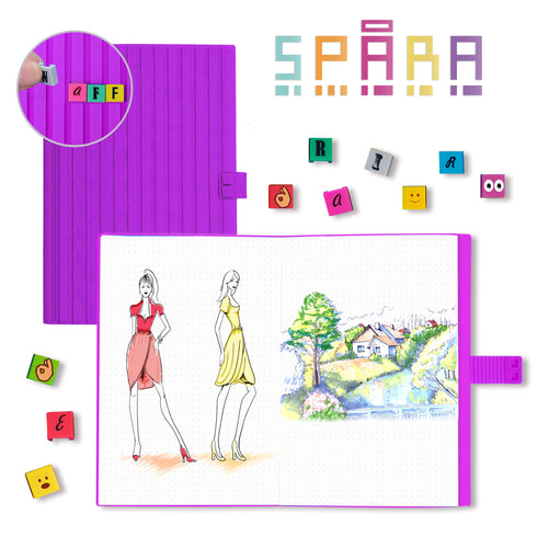 Personalized Notebook WAFF Soft silicone cover (5.75" x 8.25") 200 Dotted Pages Purple