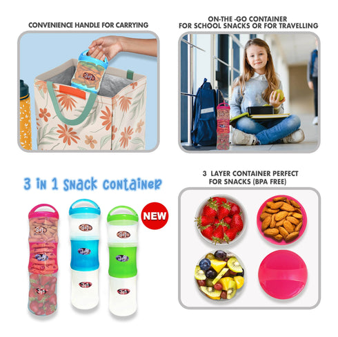 3 in 1 Portable Snack Container for On-the-Go (1pc) WAFF World Gifts Inc.