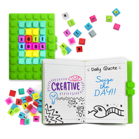 Personalized Notebook WAFF Soft silicone cover (4" x 5.75") 190 Lined Pages Green