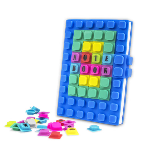 Personalized Notebook WAFF Soft silicone cover (4" x 5.75") 190 Lined Pages Blue