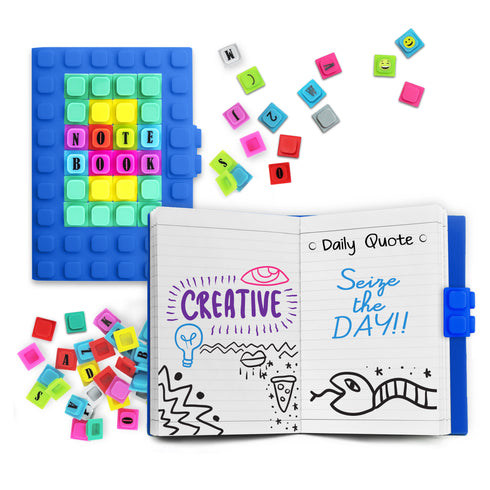 Personalized Notebook WAFF Soft silicone cover (4" x 5.75") 190 Lined Pages Blue