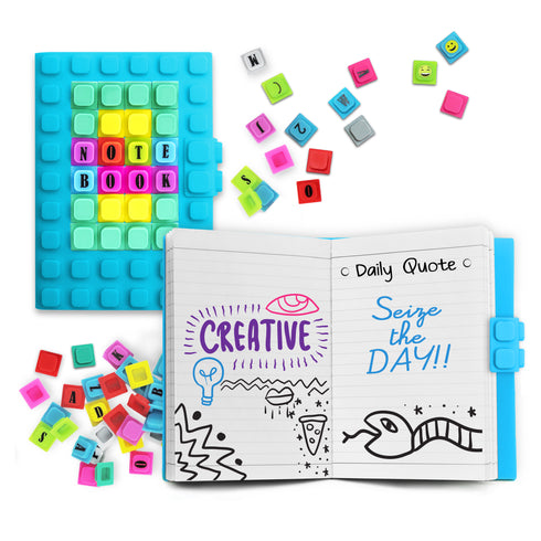 Personalized Notebook WAFF Soft silicone cover (4" x 5.75") 190 Lined Pages Aqua