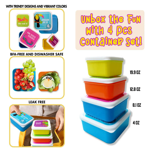 Tropical Stackable Meal Containers (4pcs) WAFF World Gifts Inc.