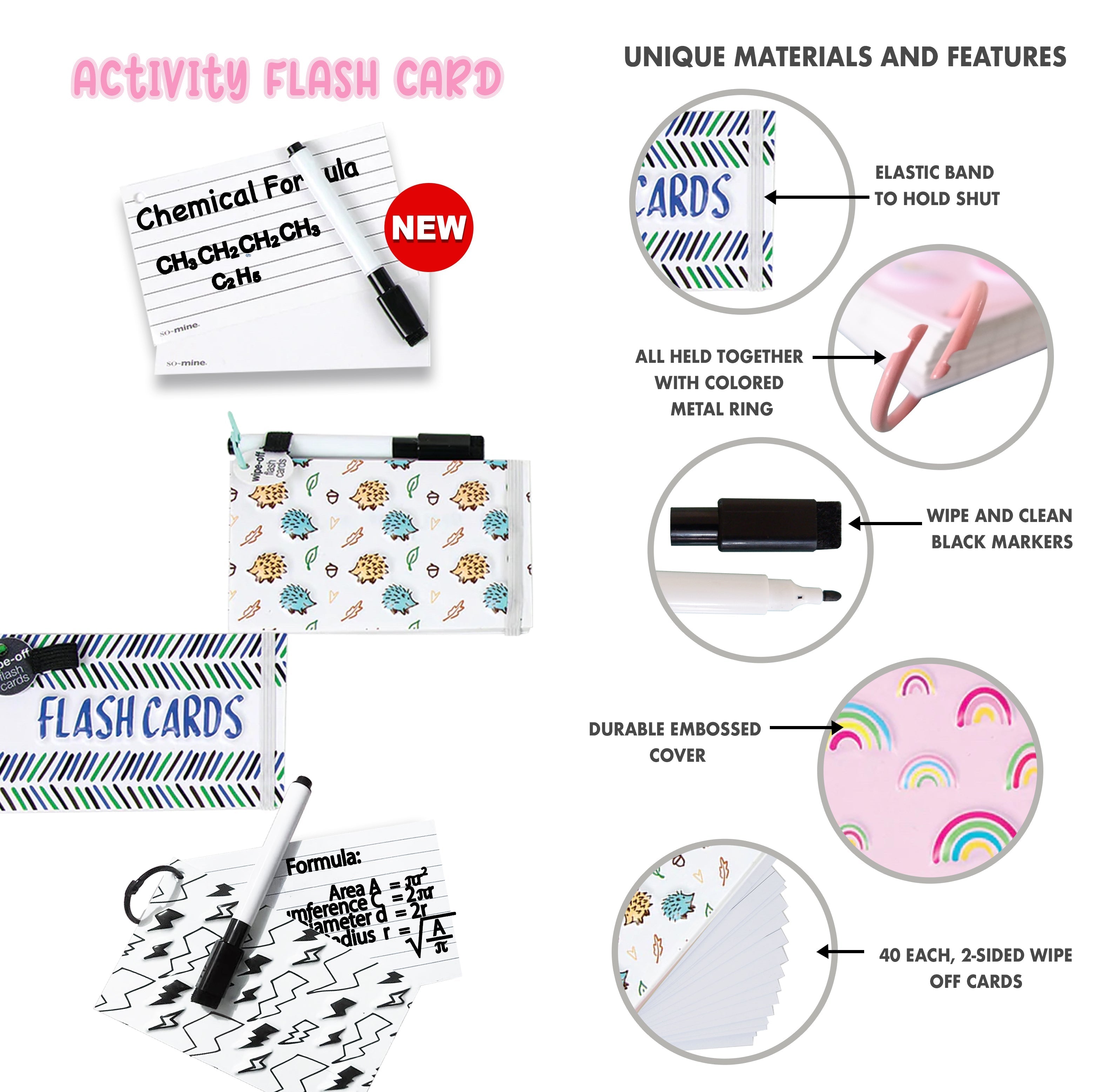 Wipe Off Flash Cards-Hedgehog