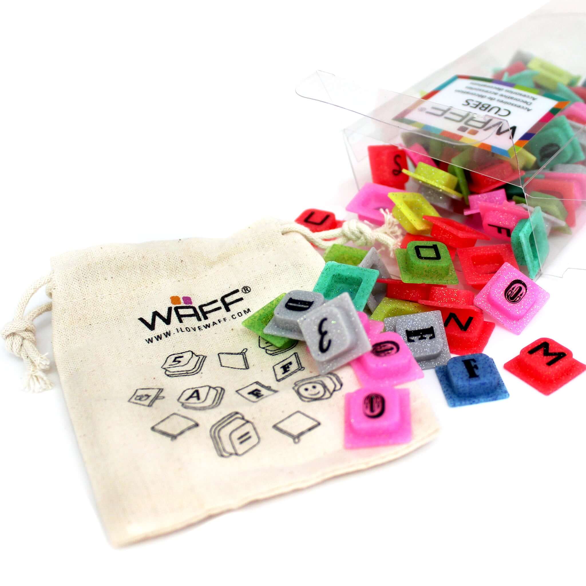 WAFF Cubes - Alphabet (with light Glitter) for customized journals		